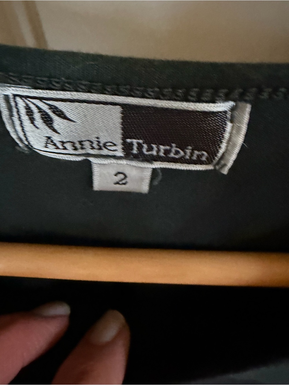 Annie Turbin hand dyed striped Long-Sleeve Crewneck Top - Dark Green and Black - Picture 2 of 2